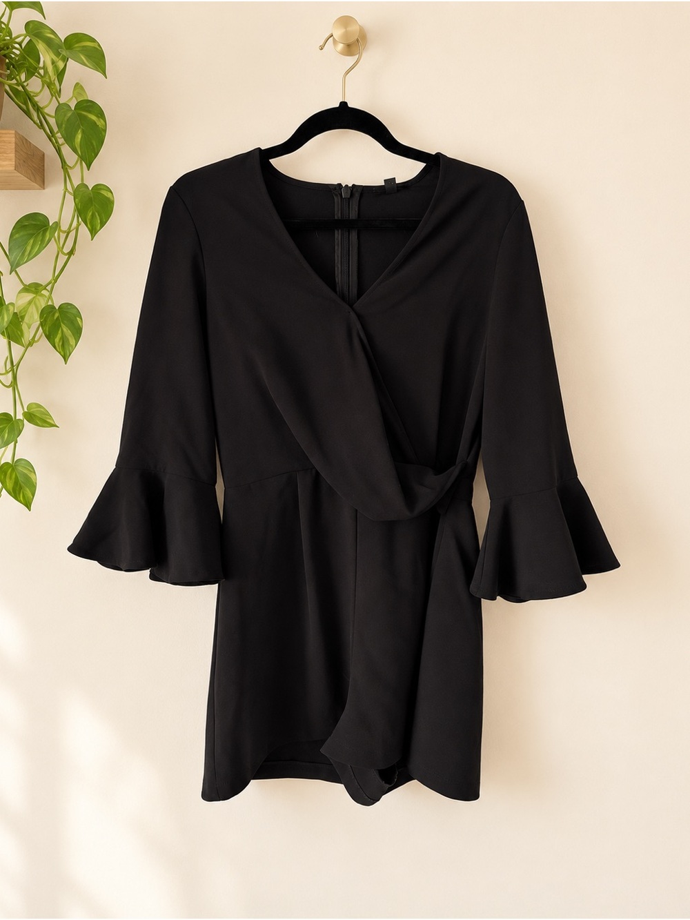 Topshop Black Bell Sleeve Romper US 6